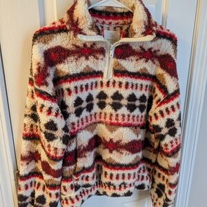 Offline Aerie Fleece Cozy Sherpa Quarter Zip Sweater Jacket Pullover